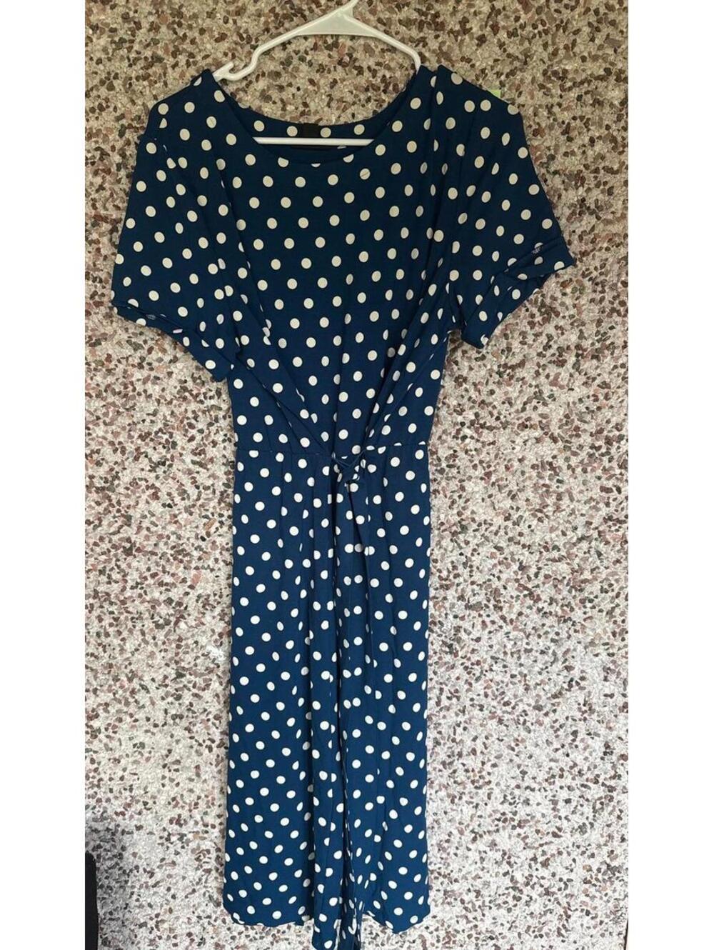 J. Jill Wearever Polka Dot Dress with Waist Tie – Size L